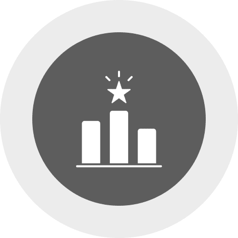 Bar chart with star icon.
