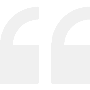 Black quotation mark symbol on white background.