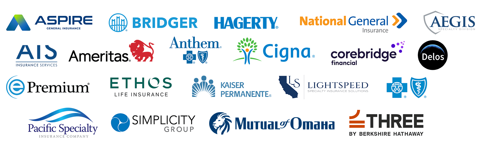 Collage of various health insurance and related company logos.