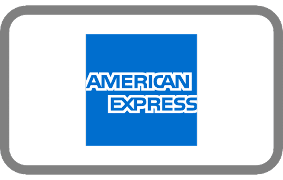 The American Express logo in white on a blue background.