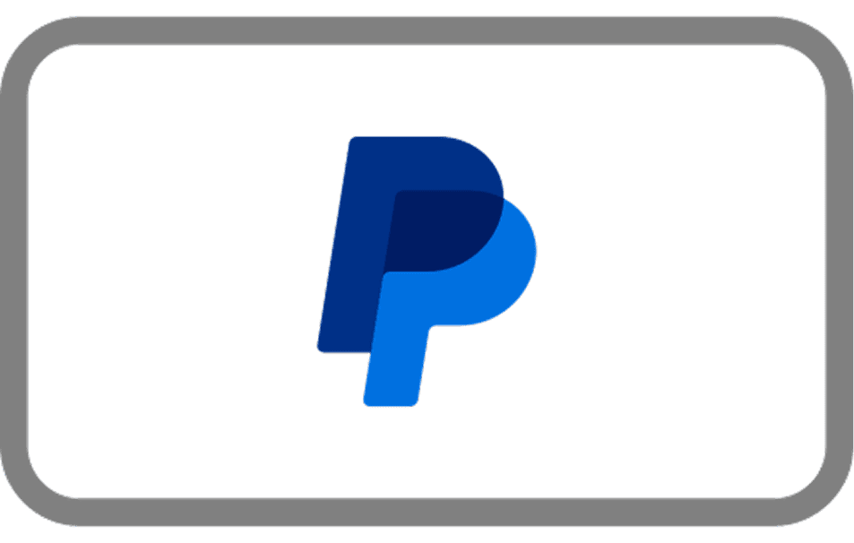 PayPal logo with blue shades on a gray background.